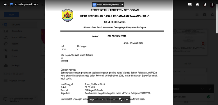 Surat Undangan Rapat Untuk Orang Tua Wali Murid.doc  Recipe And Food