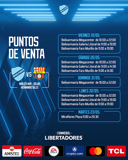 Venta de Entradas Bolivar vs Barcelona