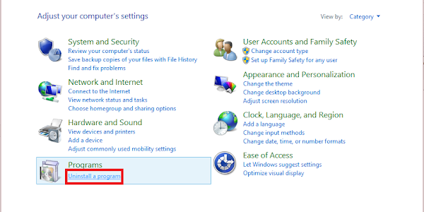 Cara Uninstall Program Di Window 7