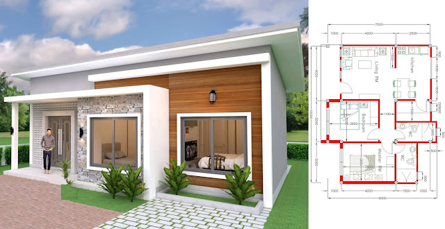 plan maison 10 x 8 avec 2 chambres