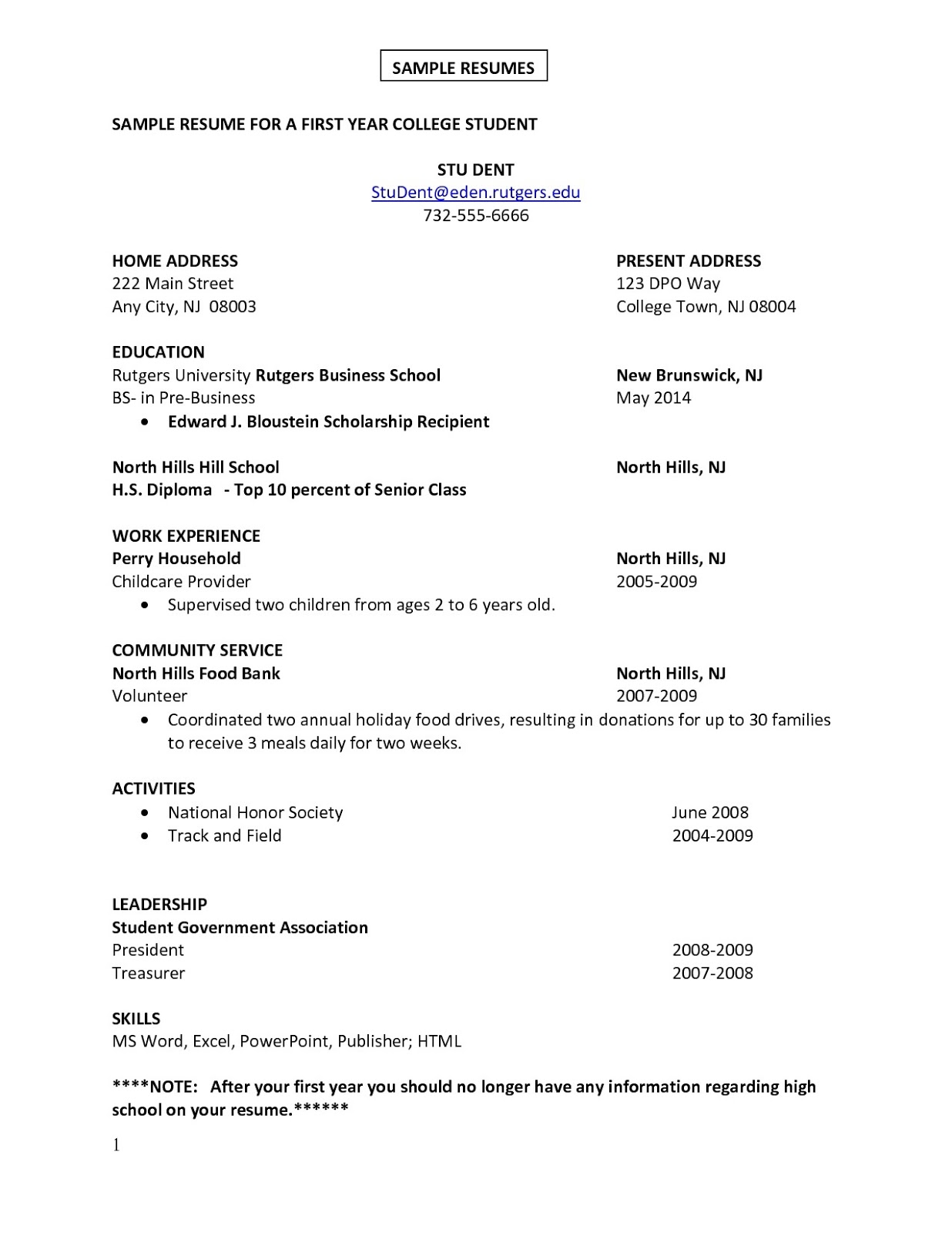 Resume Samples For First Job first ...