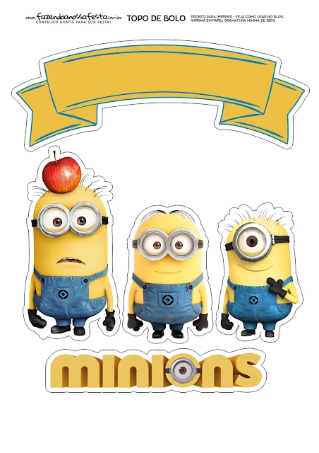 Minions:  Free Printable Cake Toppers. 