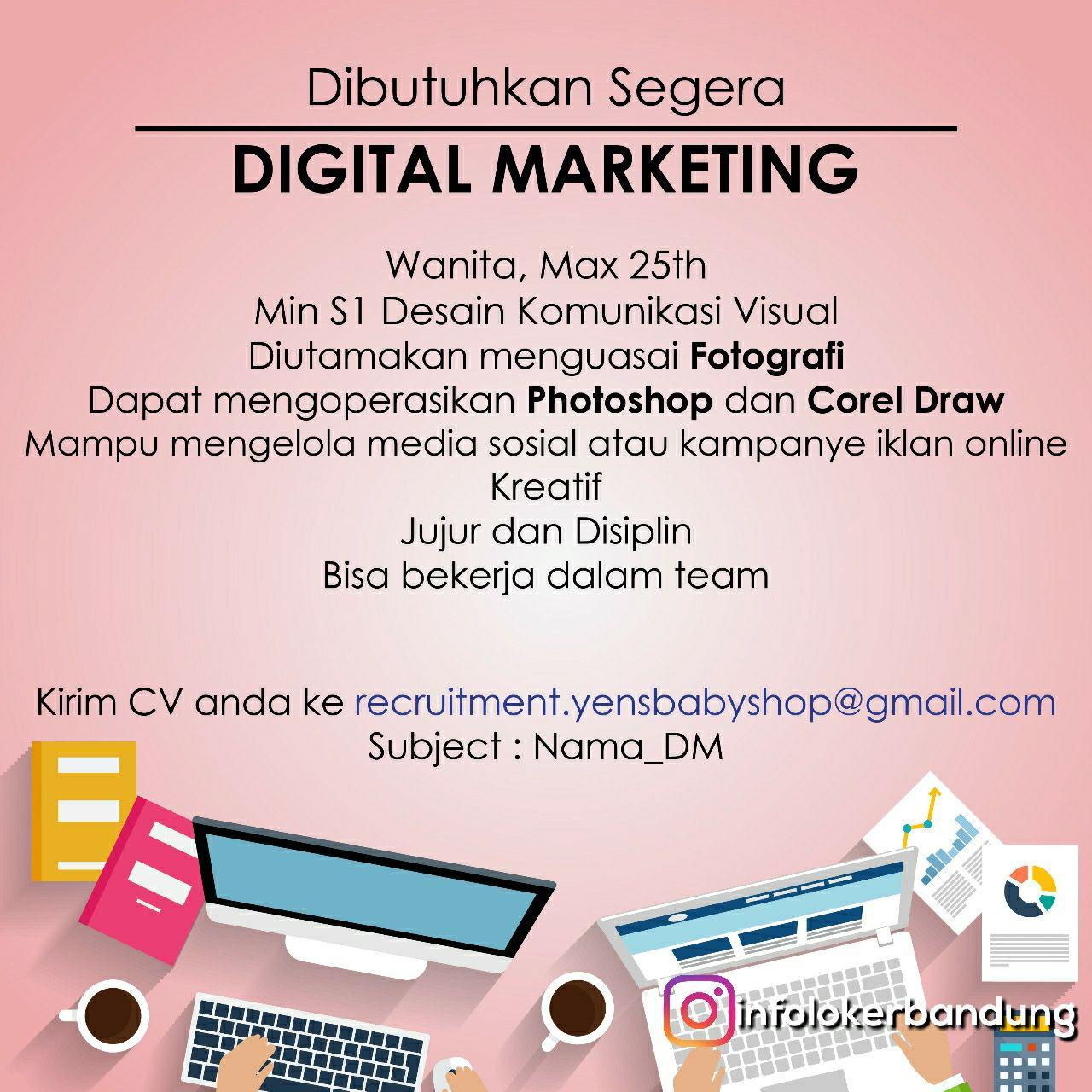 Lowongan Kerja Bandung Digital Marketing Yens Baby & Kids 