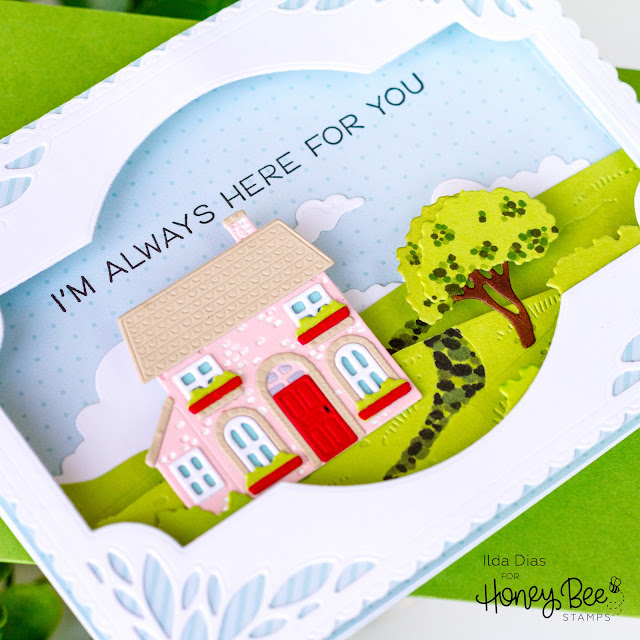 Simply Spring Release, Cottage, Pop Up, Scene Card, Honey Bee Stamps,how to,handmade card,Stamps,ilovedoingallthingscrafty,stamping, diecutting,cardmaking