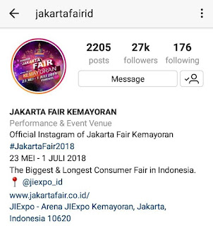 Akun Instagram Jakarta Fair 2018