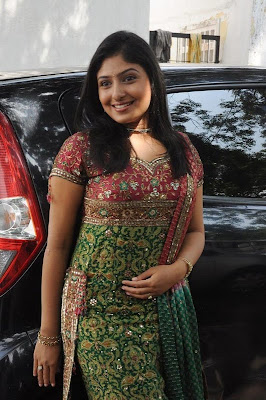 Actress Monika Cute in Green Chudithar Photos