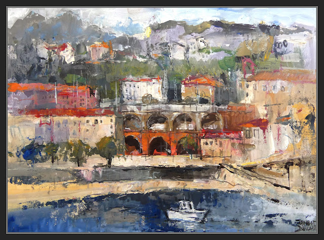 CERBERE-FRANCE-ARTE-PINTURA-VIADUCTO-FERROCARRIL-PAISAJES-PLAYA-MAR-ARTISTA-PINTOR-ERNEST DESCALS