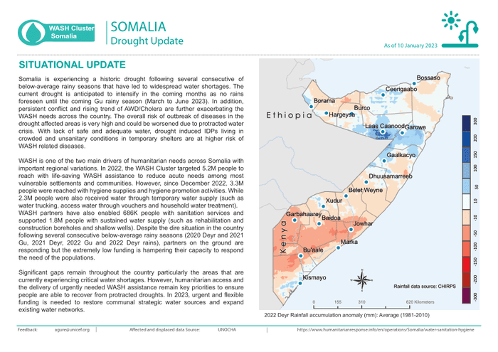 Somalia: WASH Cluster Drought Update (As of 10 January 2023).