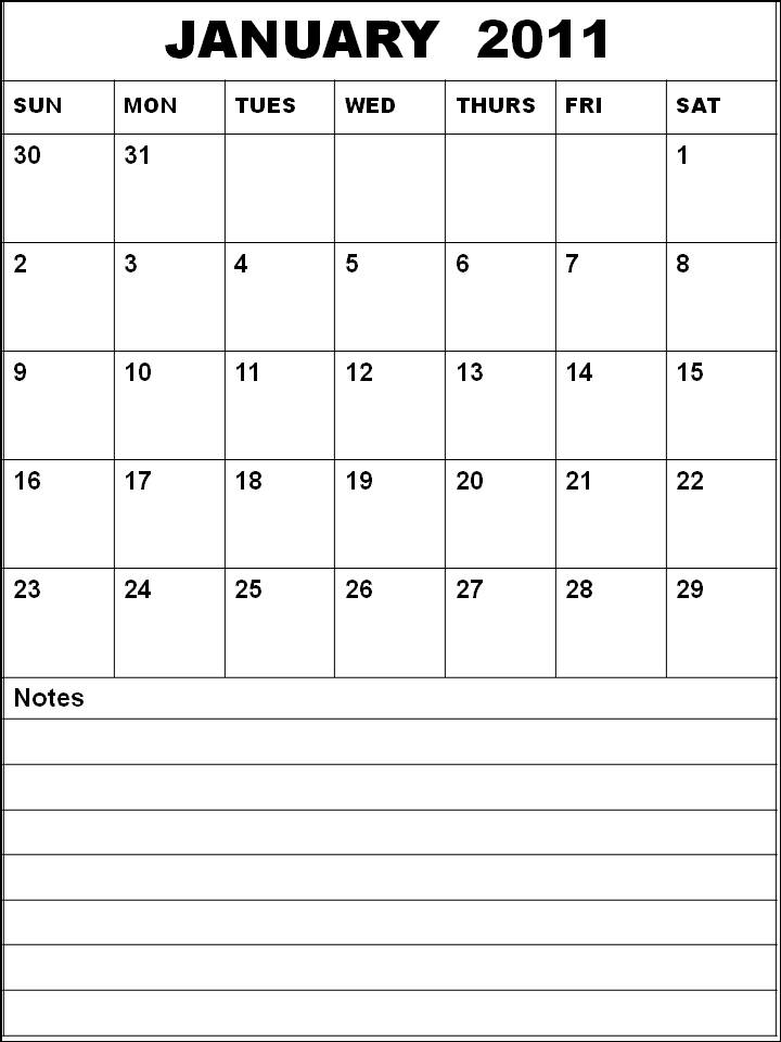 January 2011 Large RWB Monthly Calendar. Other 2011 Calendars and Planners 