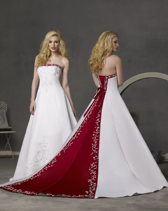 Timeless red and white wedding dresses