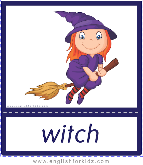Witch - Printable Halloween flashcards
