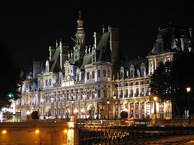 paris city hall. paris city in night