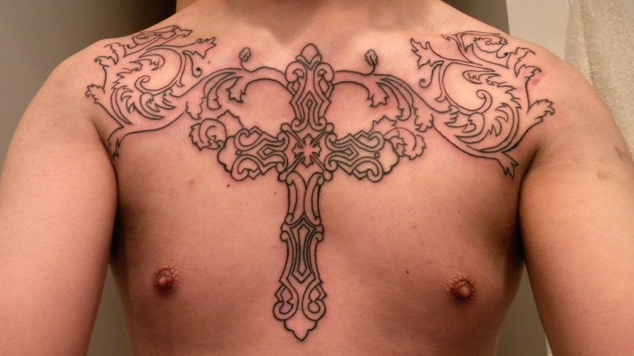 Wonderfull Cross Tattoos Ideas On Chest For Men