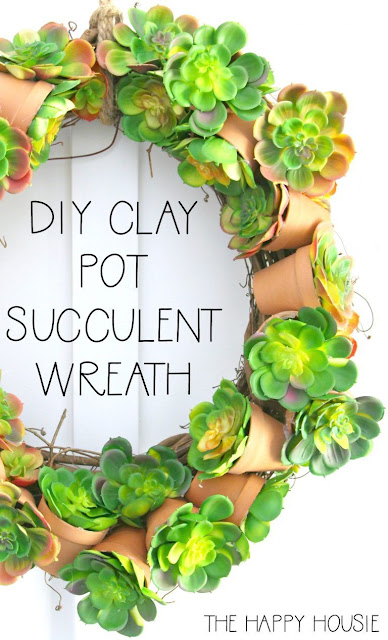 DIY clay pot succulent wreath