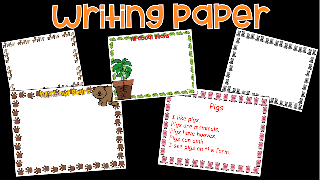 Animal writing paper Plant writing paper goat writing paper bear writing paper pig writing paper wolf writing paper