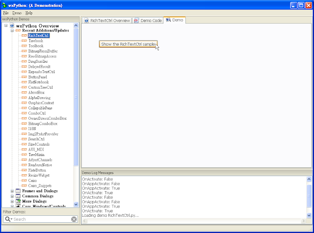 Show the RichTextCtrl sample