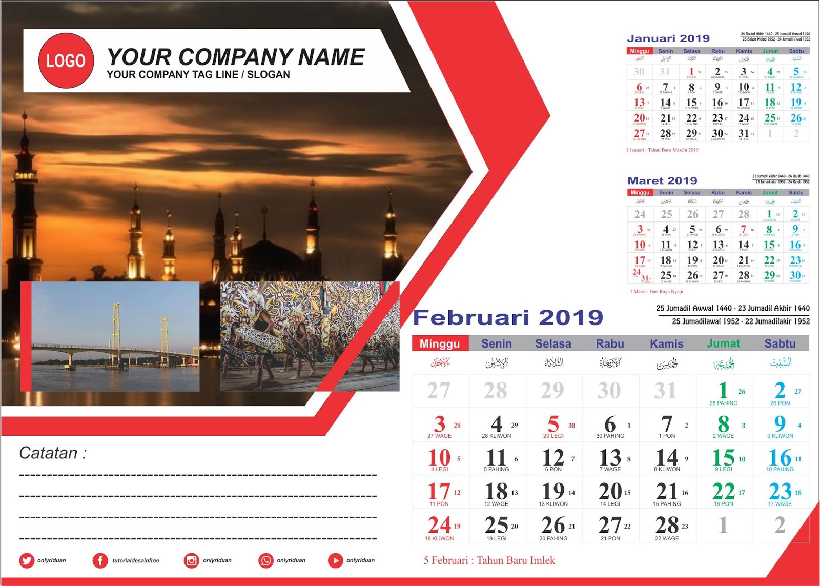 Desain Kalender Duduk 2019 dengan CorelDRAW (Free CDR ...