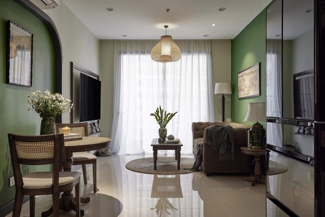 Hinh ảnh thực tế nội thất căn hộ 55m2 Vinhomes Ocean Park theo phong cách Indochine