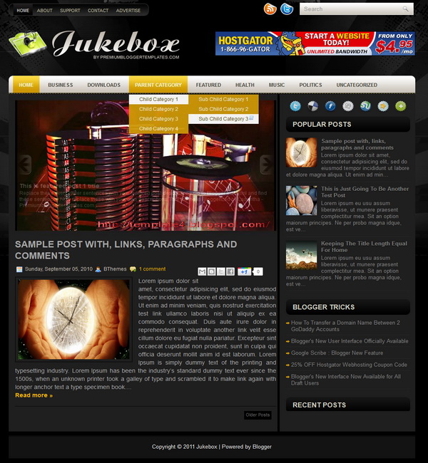 Jukebox Blogger Template