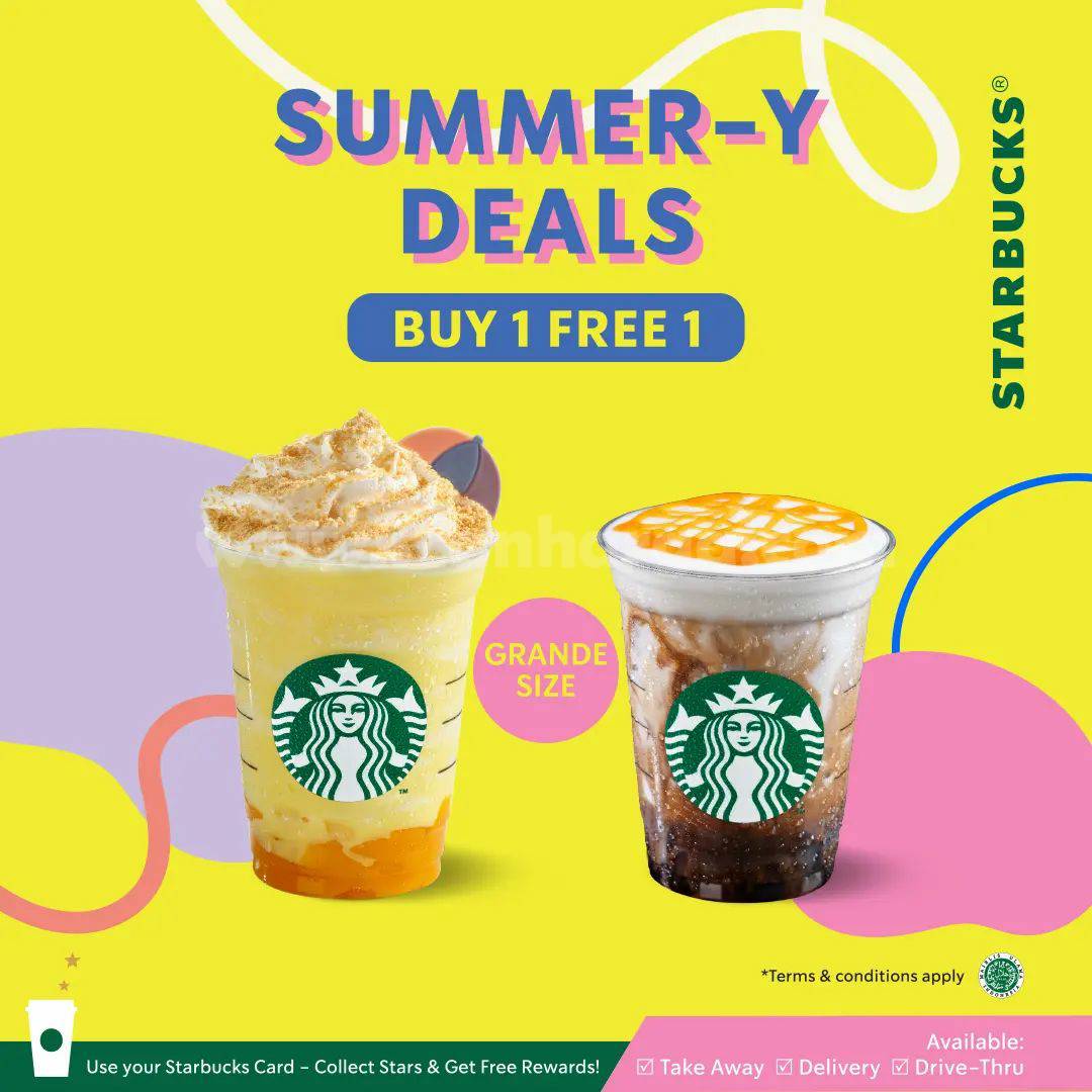 STARBUCKS Promo SUMMER-Y DEALS - Buy 1 Get 1 Free*