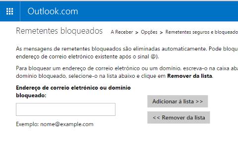 Como bloquear email no Outlook.com