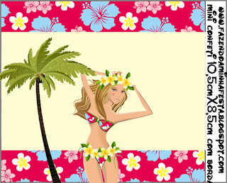 Girls Hawaiian Party Free Printable Candy Bar Labels.