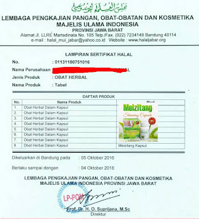 Sertifikat Halal MUI Meizitang