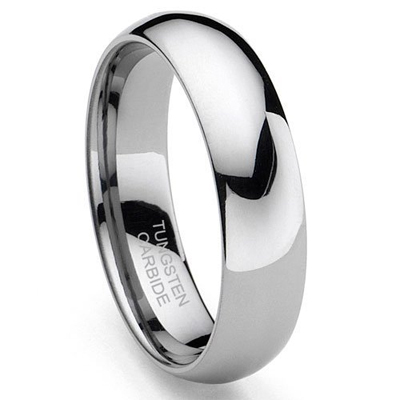 Tungsten Carbide Men's Plain Dome Polished Wedding Band Size 4155