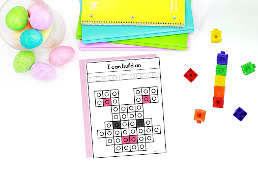 Easter snap cube mats are a fine motor activity that are perfect for a kindergarten classroom.  Students can practice building, creating and counting using these mats.  Includes 10 different Easter themed mats that are perfect for a math center.