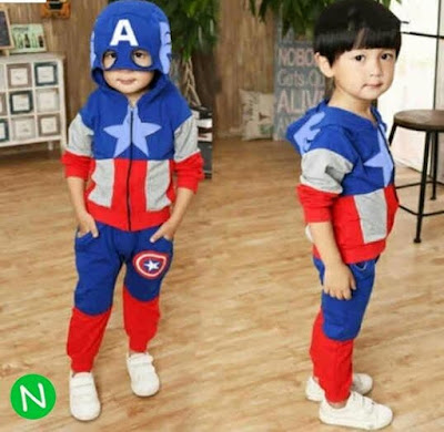 Jual Baju Anak Laki-laki Setelan Jaket Captain America (Kids) - 12450