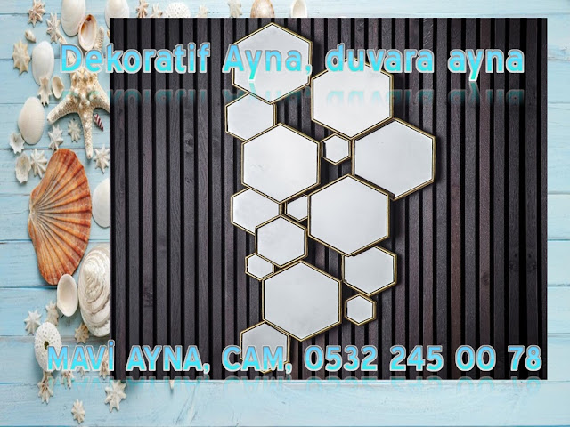 Dekoratif Ayna, duvara ayna, Duvara ayna kaplama, bal peteği ayna, Altıgen Ayna, duvara ayna döşeme, şekilli ayna, Hexagon Mirror, baklava desenli ayna,