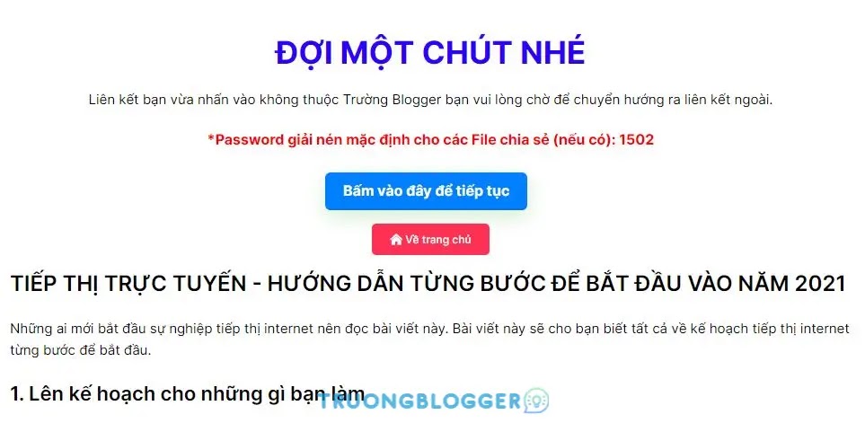 Cách làm trang chuyển hướng khỏi Blog cho Blogspot (Blogger)