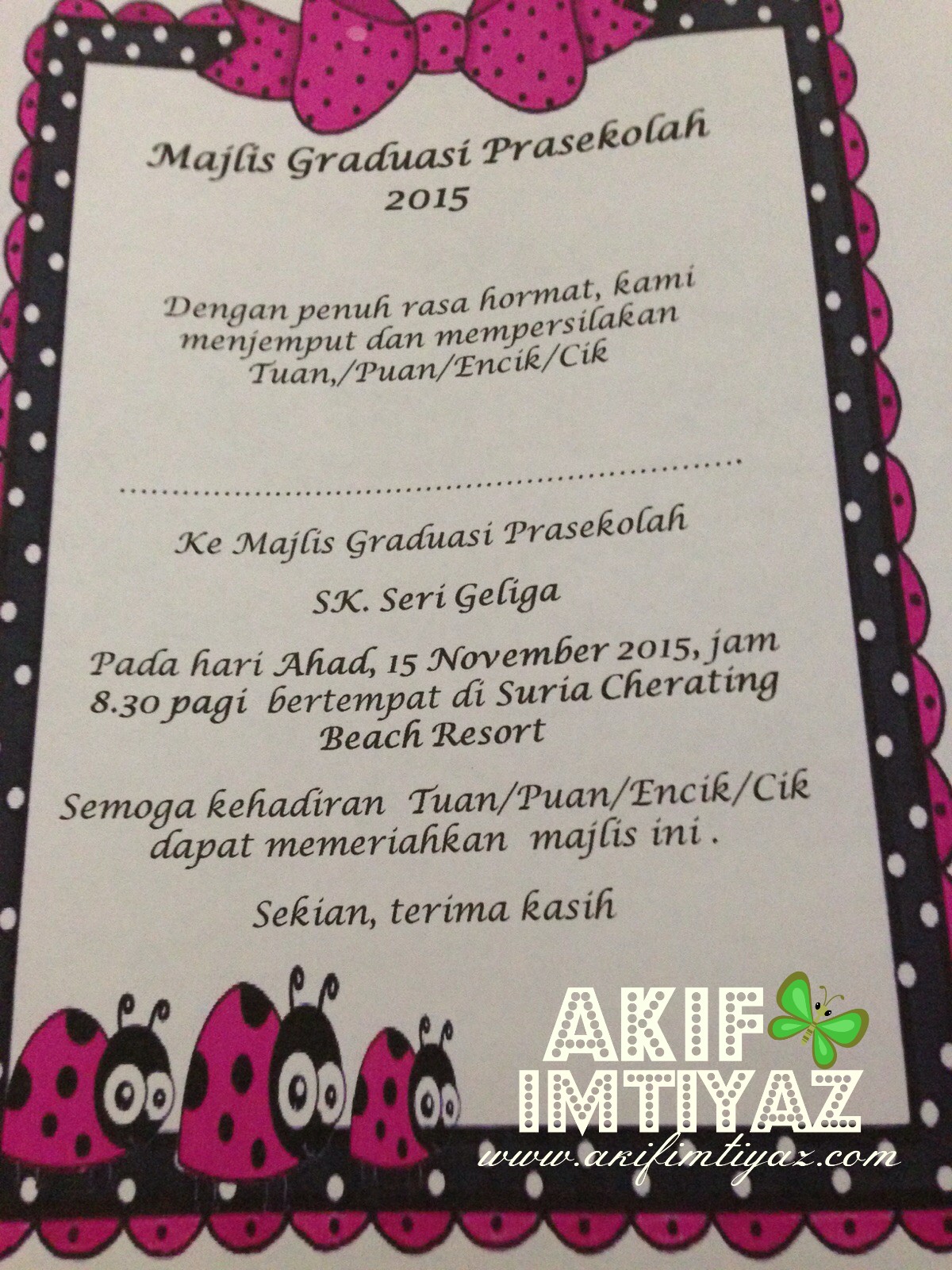 Majlis Graduasi PraSekolah SKSG 2015  Akif Imtiyaz