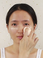 Apply foundation for healthy looking finish. This foundation helps   to cover redness. Minimizing pores and for porcelain effect.