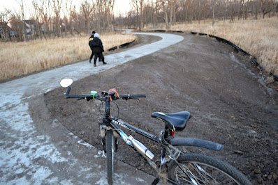 Bike on 10th Street ready to ride trail