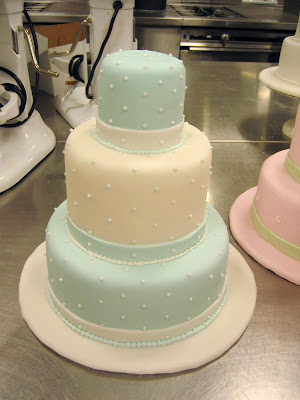 blue and white wedding cake