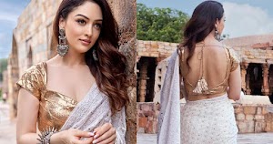 sandeepa dhar white saree golden blouse