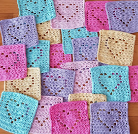 Pretty filet crochet heart baby blanket