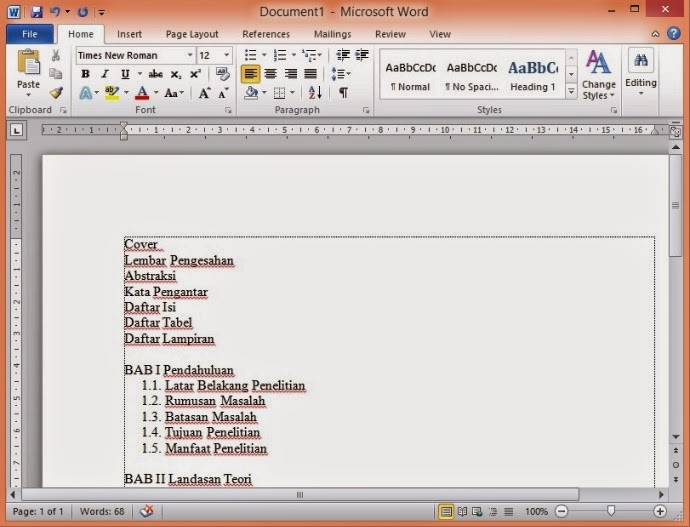 Membuat Kerangka Pengetikan Penelitian di Ms. Word  Indowhiz