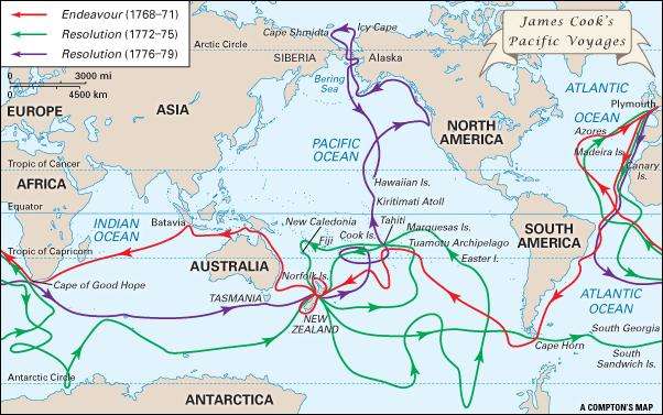 James Cook's Pasific voyages