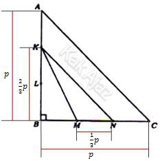 Penjelasan segitiga siku-siku sama kaki ABC dan KMN