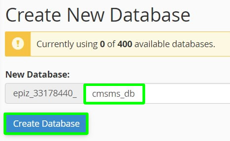 creating new database