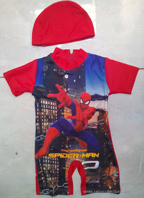 baju renang bayi murah karakter spiderman model diving