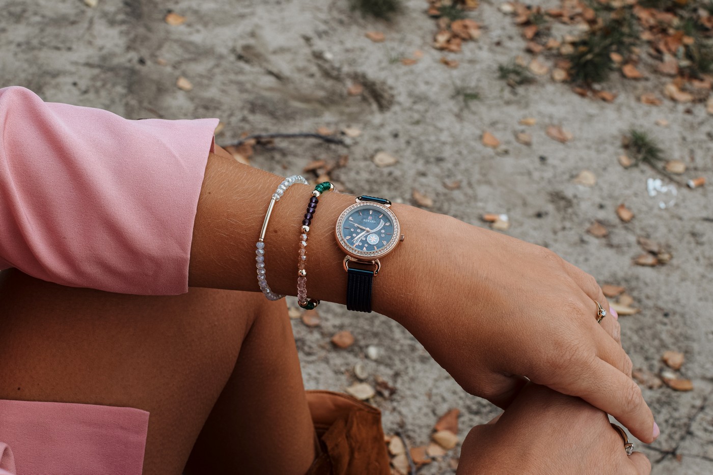 Pierwsza jesienna stylizacja i zegarek REWARD w niebieskim kolorze - dyedblonde