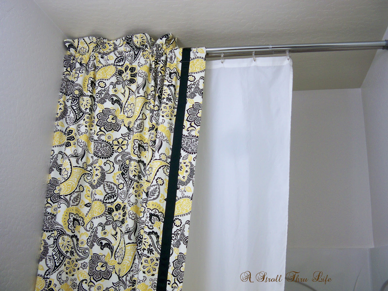 DIY Double Shower Curtain & Liner Tutorial - A Stroll Thru Life