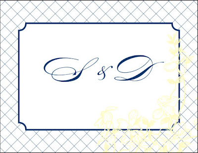 Yellow navy wedding reception stationery