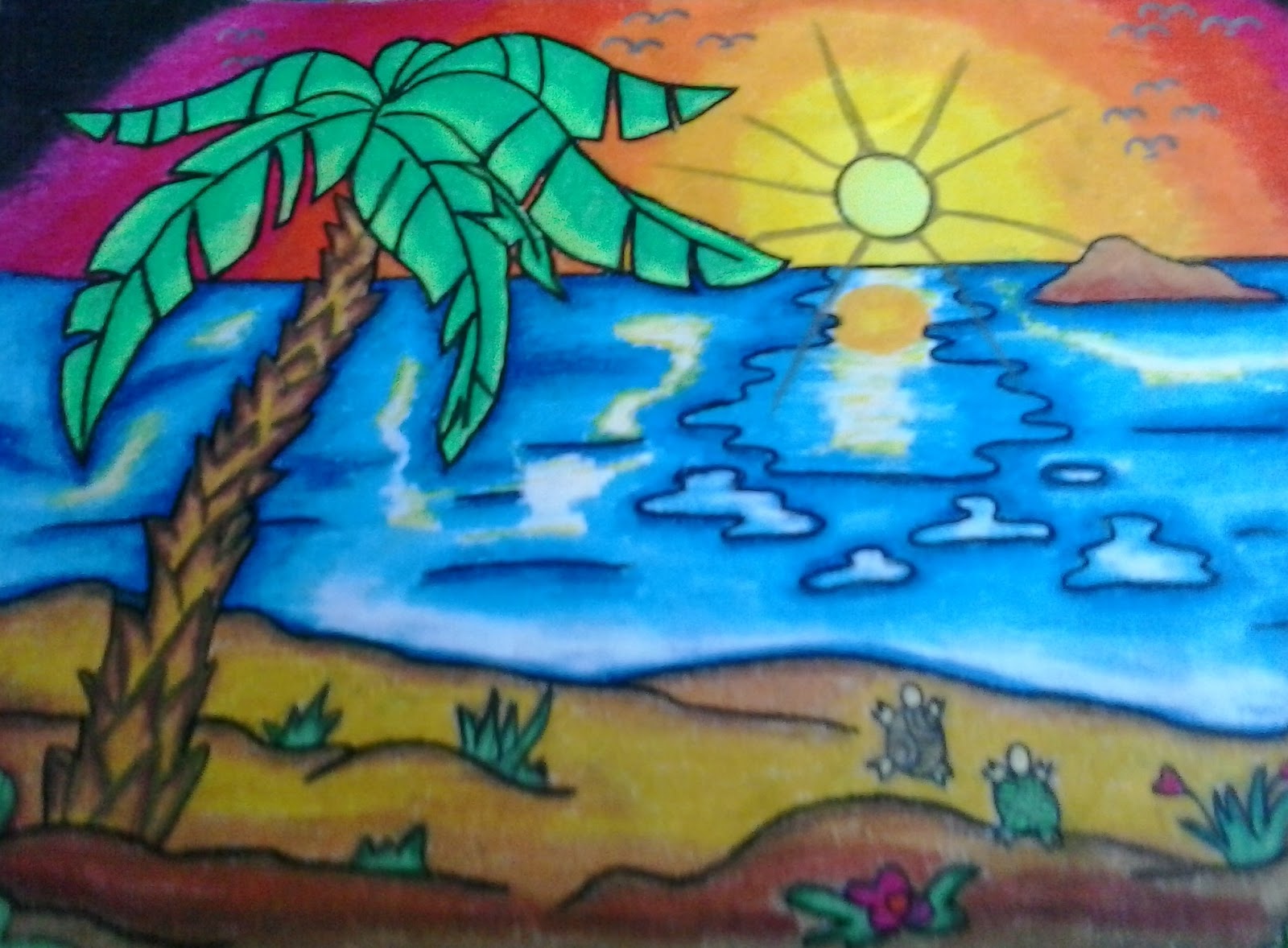 Image Result For Mewarnai Pemandangan  Bawah  Laut  Dengan Crayon 