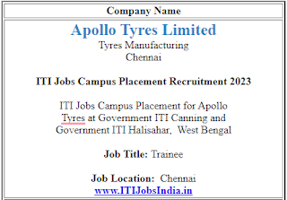 ITI Jobs Campus Placement: Apollo Tyres Company Recruitment ITI Male And Female Candidates By Campus Placement