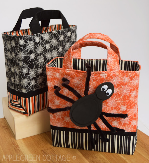 Halloween trick-or-treat bag, easy sewing project with Haunted House fabric collection by Carta Bella for Riley Blake