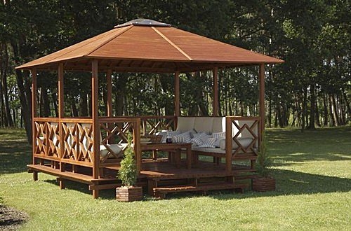 Wooden Minimalist Gazebo Design ExteriorHOME DESIGNS